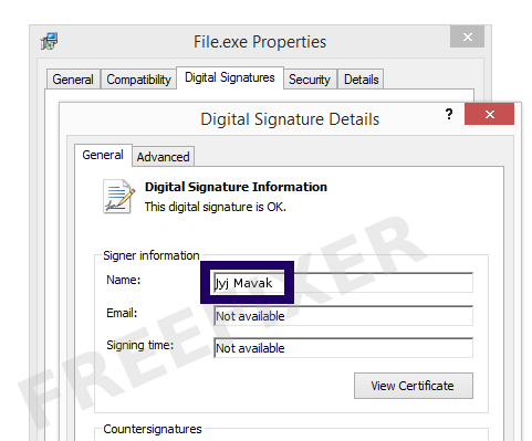 Screenshot of the Jyj Mavak certificate